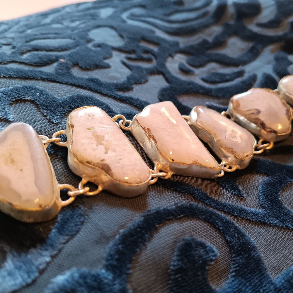 Blue Lace Agate Druzy Silver Bracelet